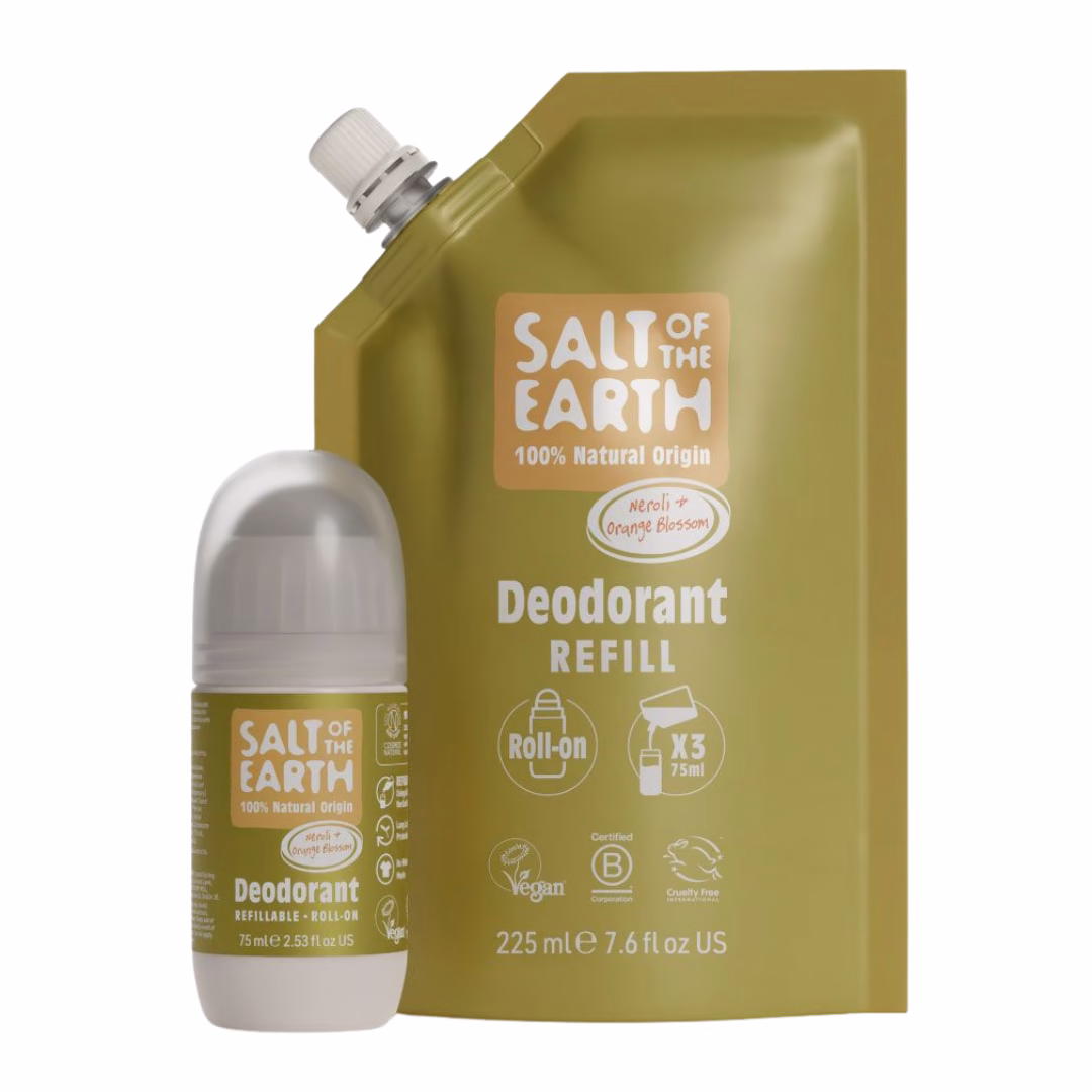Salt of the Earth - Neroli & Orange Blossom Natural Refillable Roll-On Deodorant & Refill Pouch