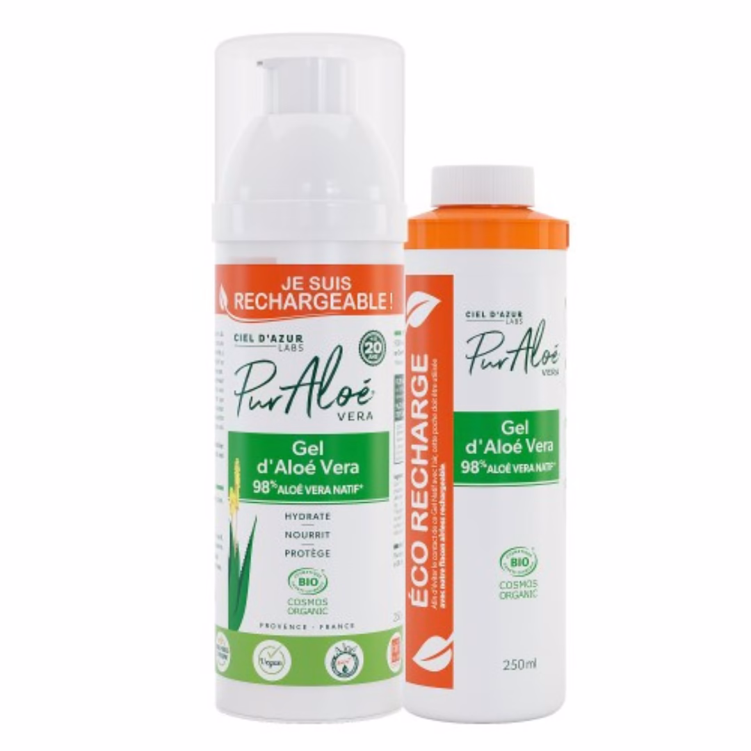 Ciel d'Azur LABS Pur'Aloé - External Gel - 98% Native Aloe Vera - Refillable Airless System Ciel d'Azur LABS Pur'Aloé - External Gel - 98% Native Aloe Vera - Refillable Airless System